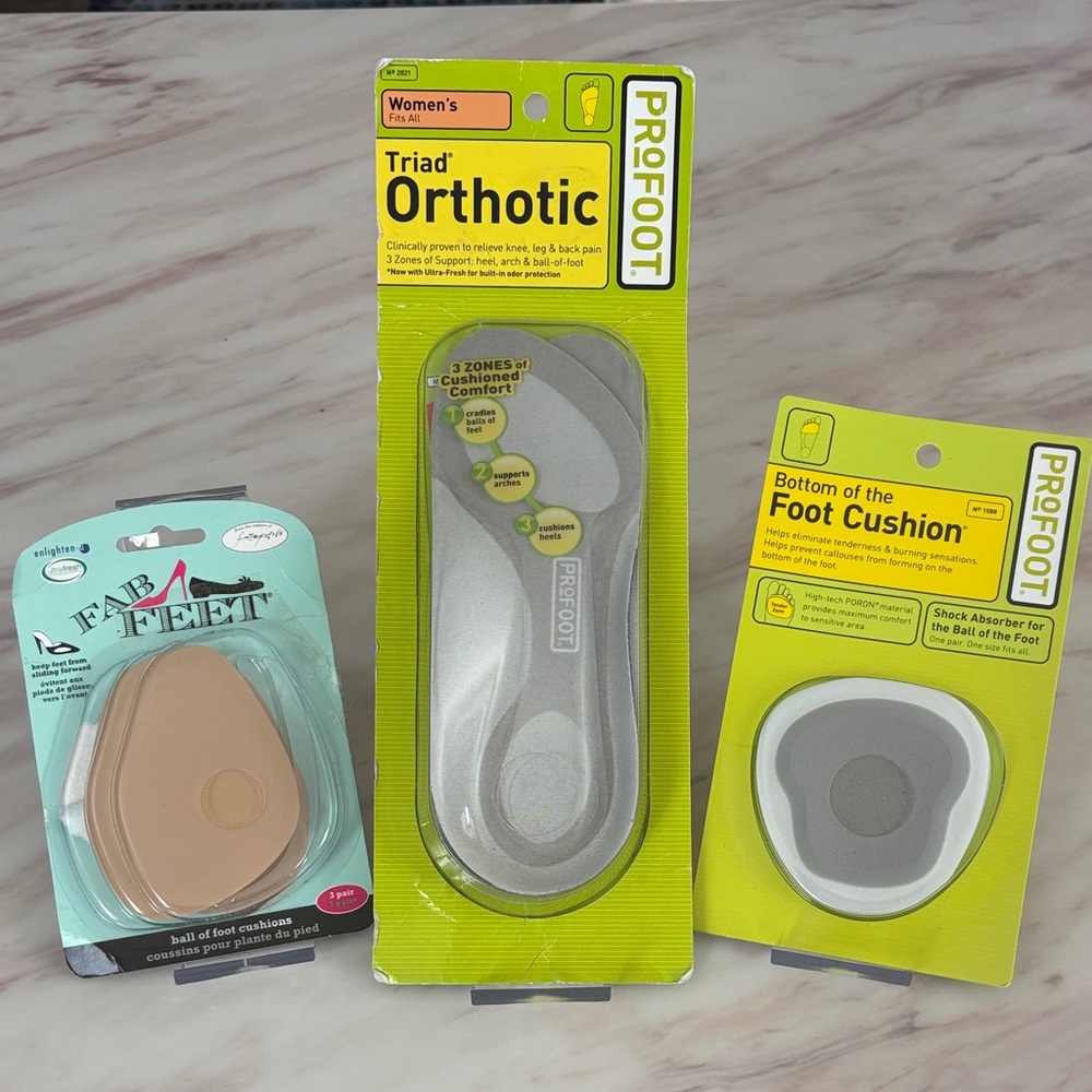 PROFOOT Orthotic and Foot Cushion Set & Fab Feet Ball of Foot Cushions New